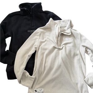 Abercrombie Kids Black and Cream Quarter-Zip Tops